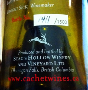 Individually hand-written limited edition bottles:  cool.  Getting your website wrong on your own label (it's actually cachetwines.com):  not cool.